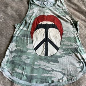 Lauren Moshi Lips peace tank top